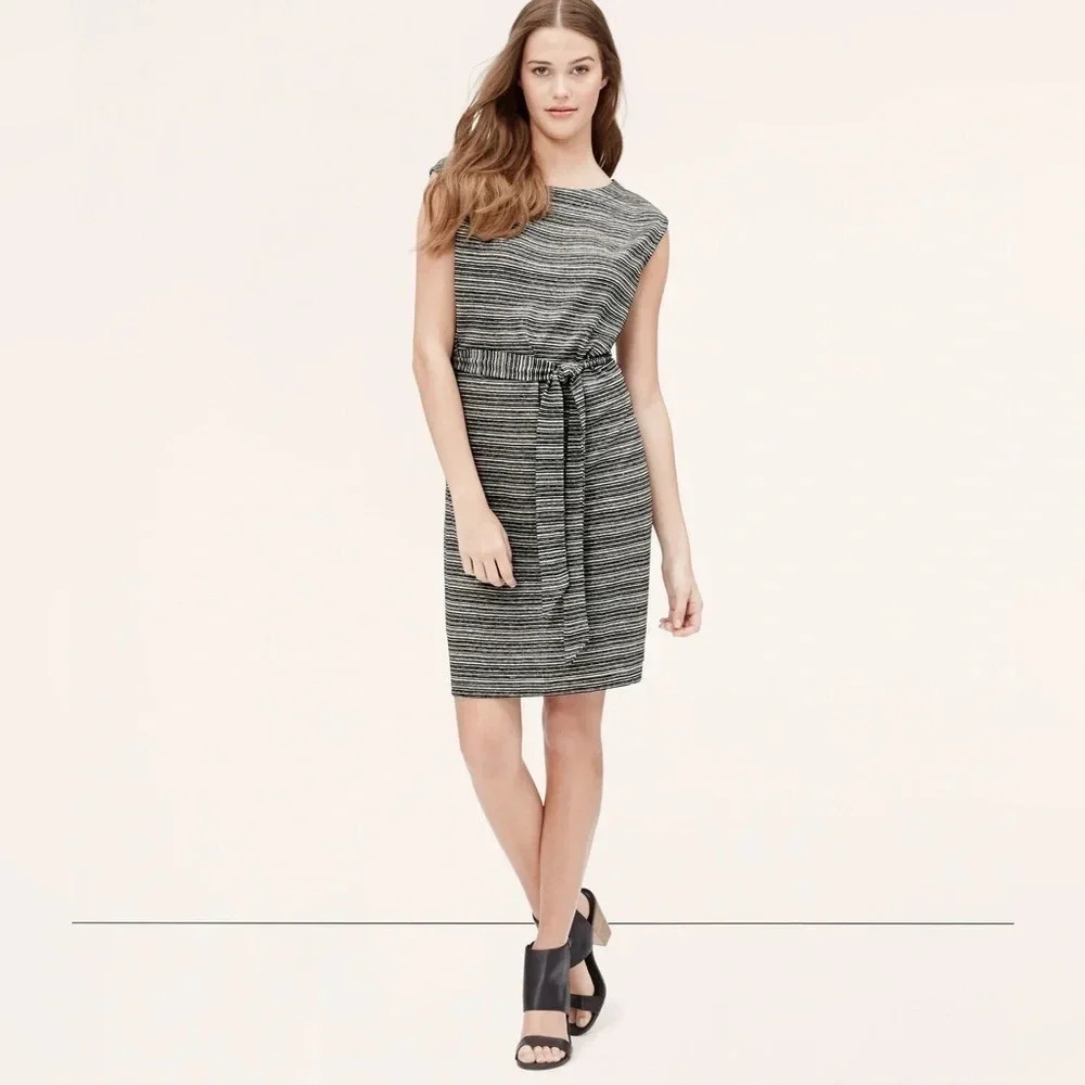 NWOT LOFT Striped Linen Tie Waisted Dress